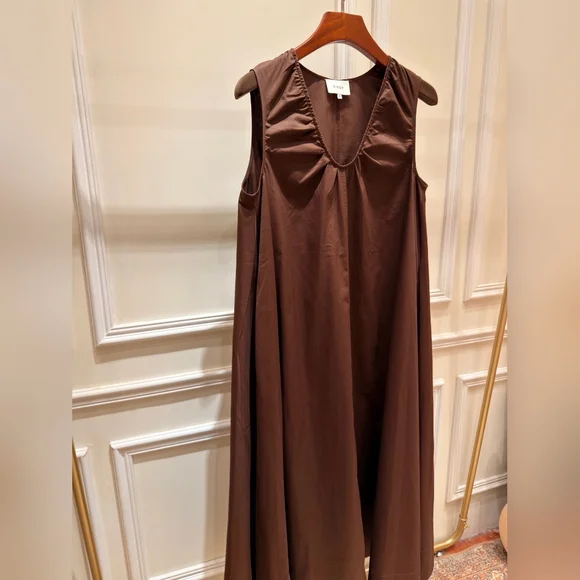 Dissh Gabby Bitter Choc Oversized Cotton Midi Dress - Picture 15 of 16